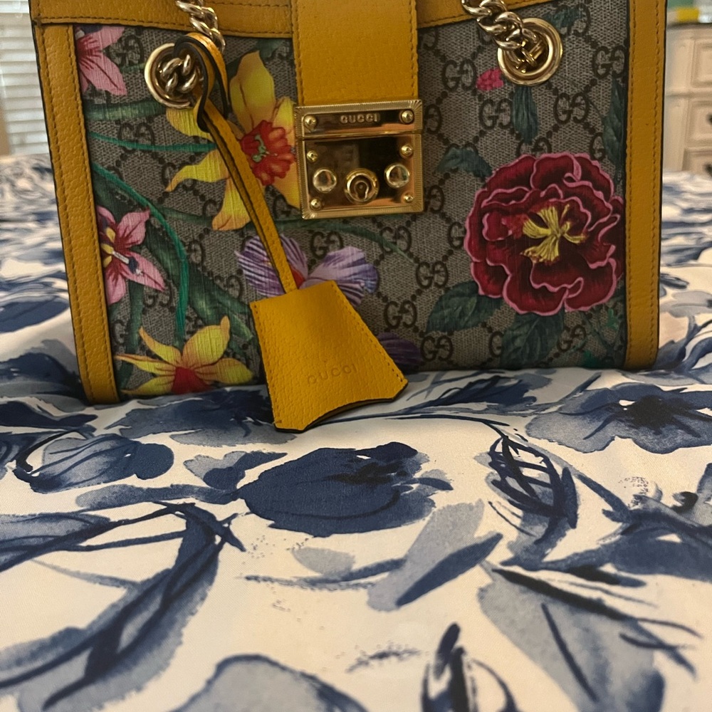 Floral Print Women's Bag - Yellow and Multicolor